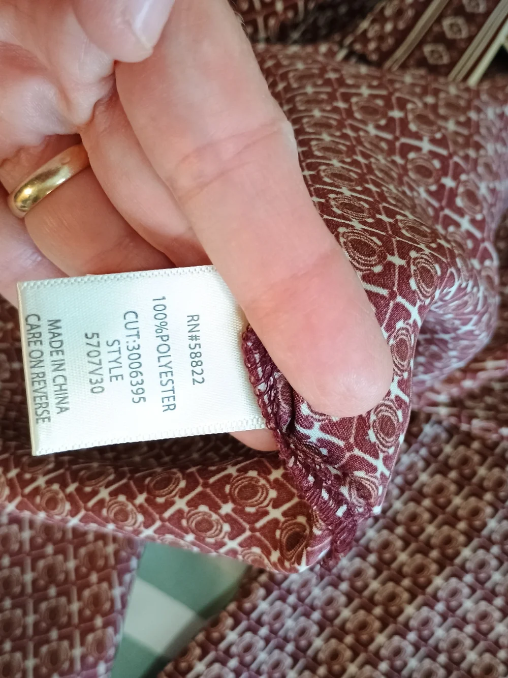 Max Studio Burgundy Geometric Button-Front Blouse - Picture 8 of 8